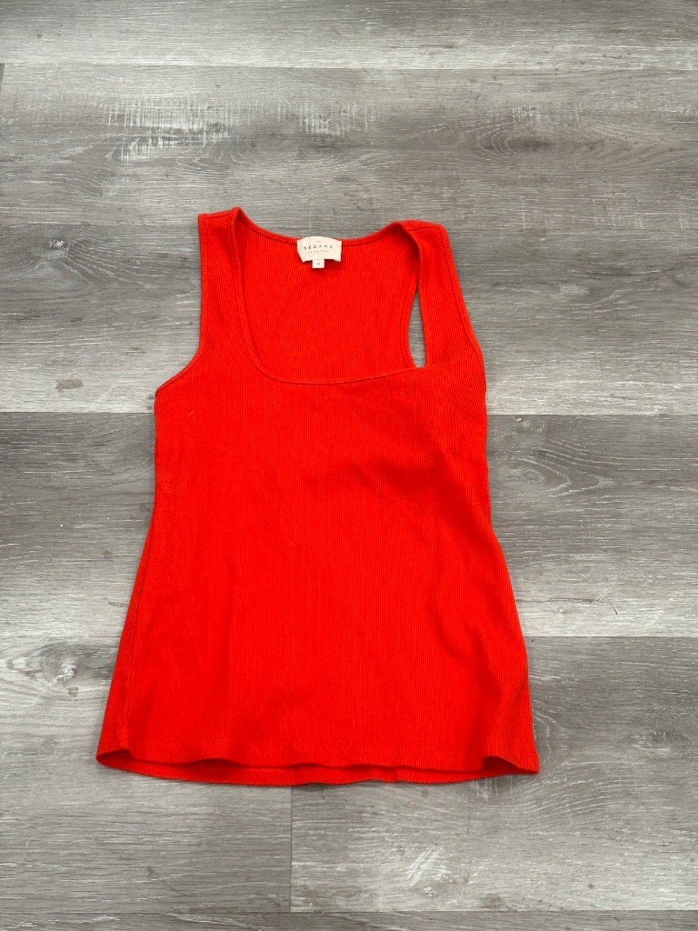 Sezane John Cotton Tank Top Womens M Red Scoop Neck Luxury Read